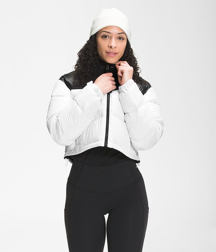 The North Face Nuptse Short Womens Puffer Jacket White/Black 467538-EGJ
